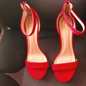 No brand Red 6 inch high heels suede size 10 wedge heel shoes
